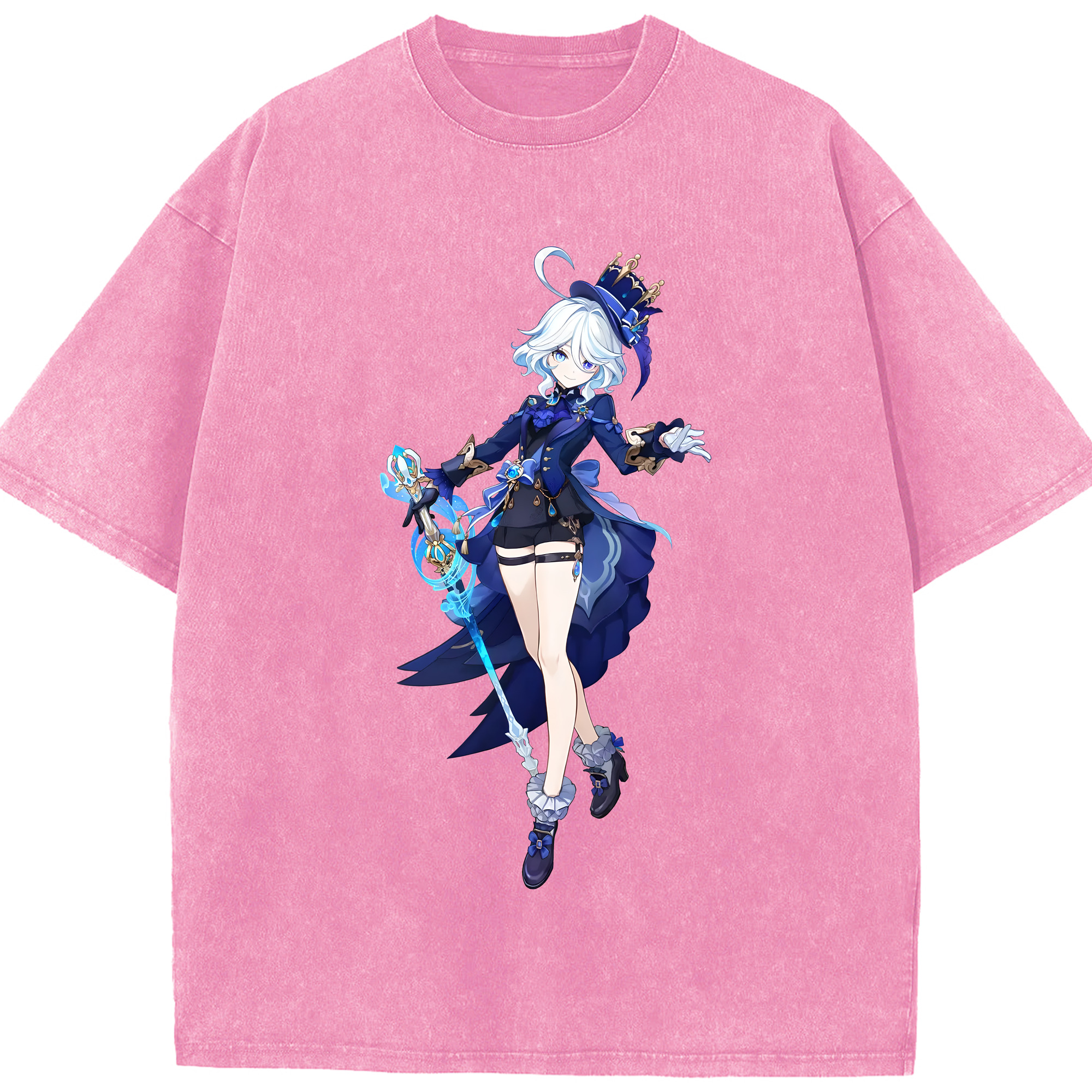 げんし神 フリーナ genshin Furina 綿100% ヴィンテージ風 半袖Tシャツ（フロントプリント）